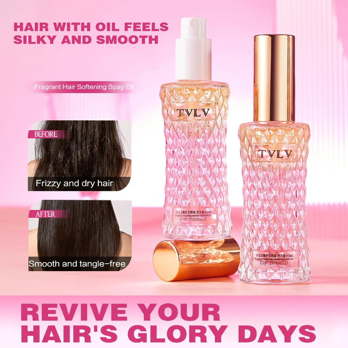 Romantic Fragrance Hair Care Essential Oil Spray, Fragrance Hair Conditioner, Smoothing Hair Oil Anti-Frizz, Moisturizing and Nourishing, Heat Protection, Long-Lasting Fragrance, Refreshing and Easily Absorbed, Smooth Hair Care Spray 45Ml/Bottle-1 Bottle
