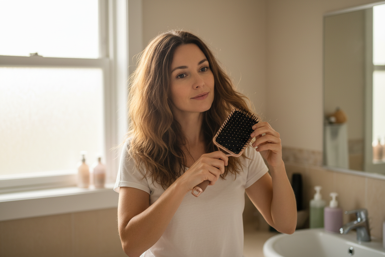 Donna che usa la spazzola paddle Oxipore