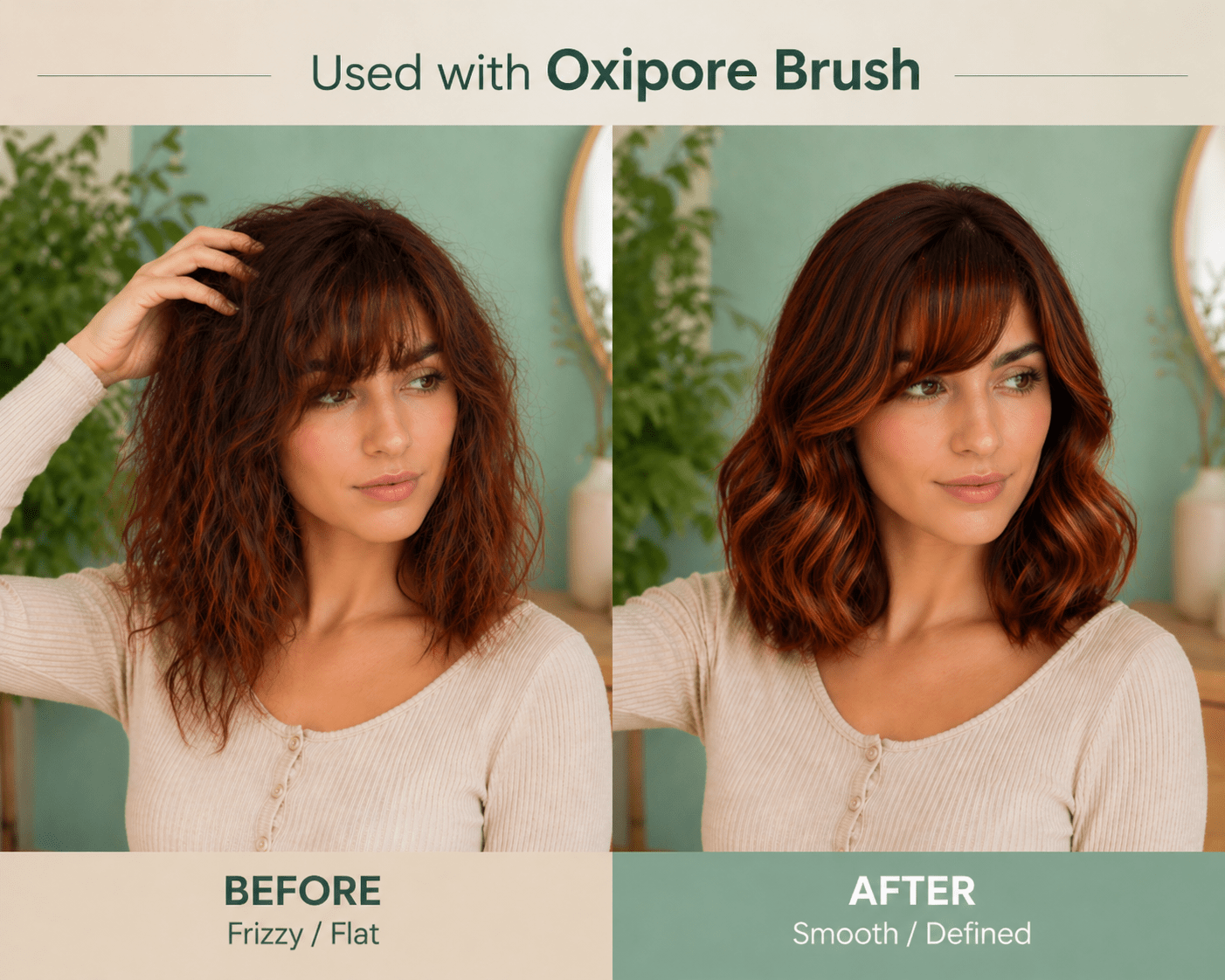 Premium green round hair brush for gentle volume styling