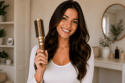 Luxury gold round hair brush for smooth volume styling