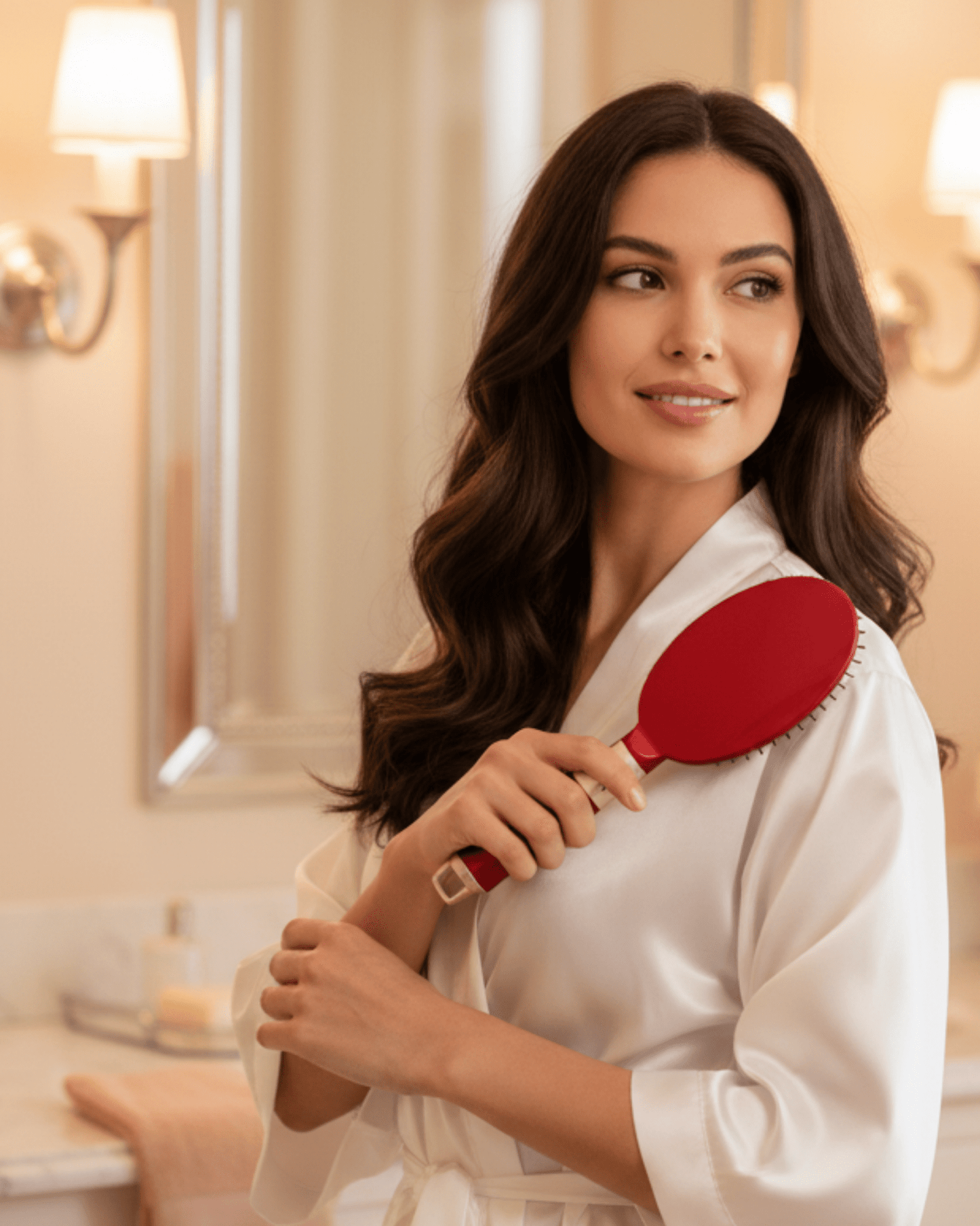 Premium red round hair brush for soft shiny hair